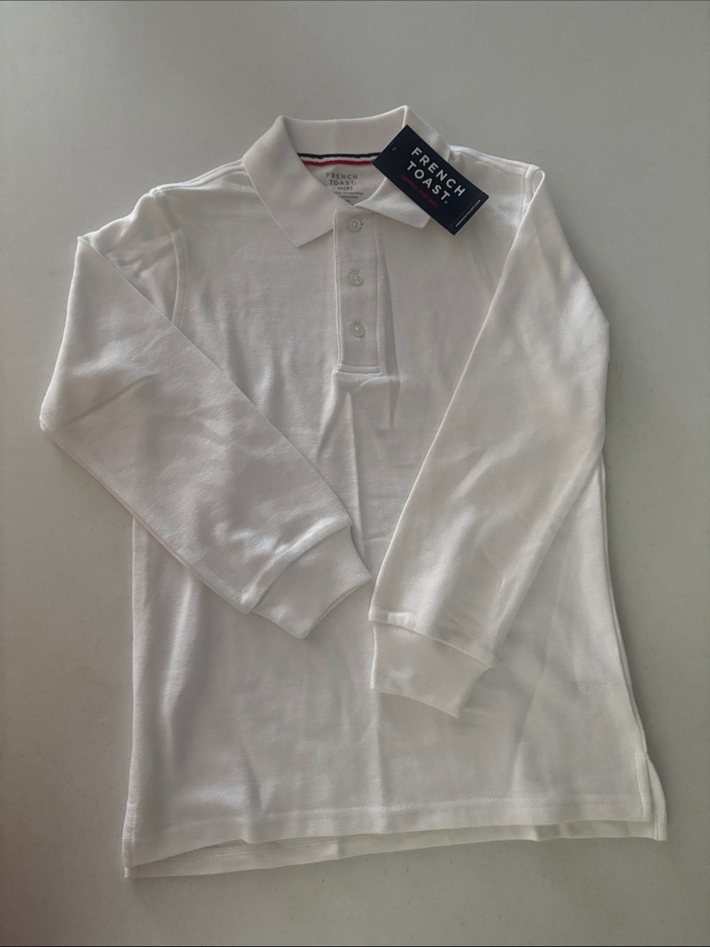 French Toast White Long-Sleeve Polo Top for Kids